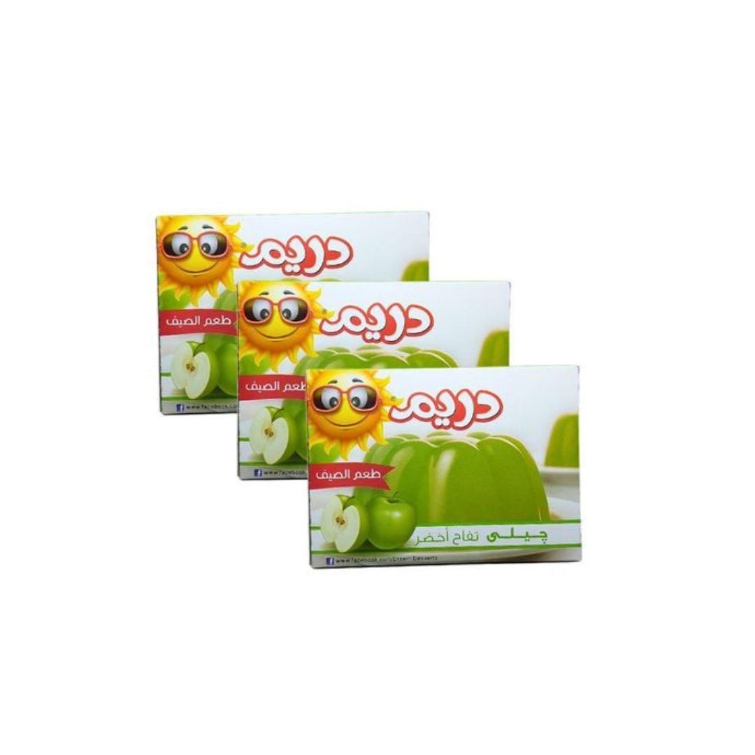 دريم جيلي تفاح اخضر 70 جرام*12 علبه*12 بالته